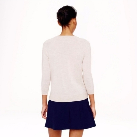 J Crew Merino Wool Floral Silk Panel 3/4 Sleeve Lightweight Sweater Top - Size M - Picture 3 of 14